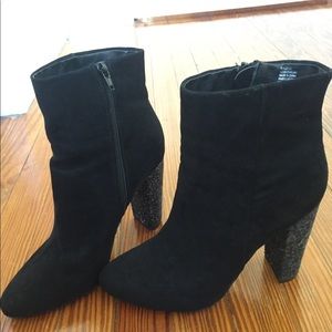 Glitter heel boots